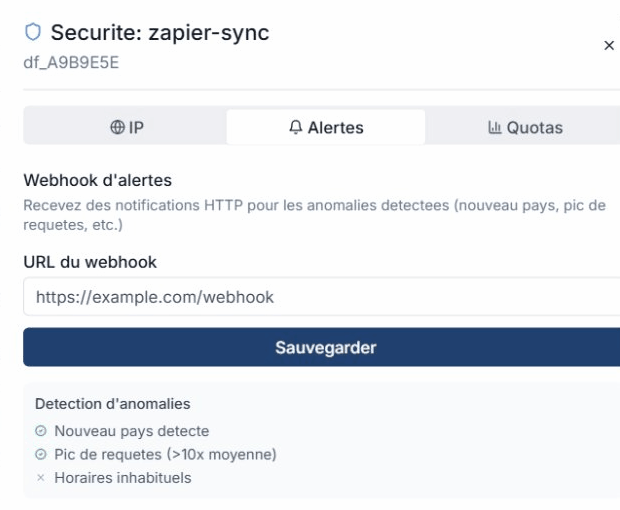Webhook alerts