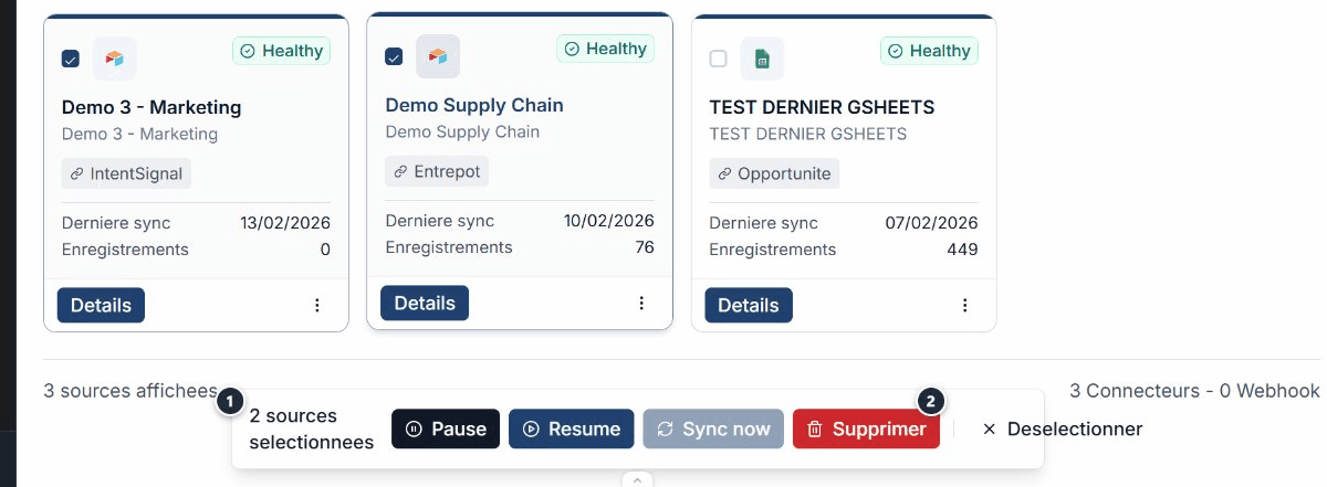 Bulk actions on Data Sources